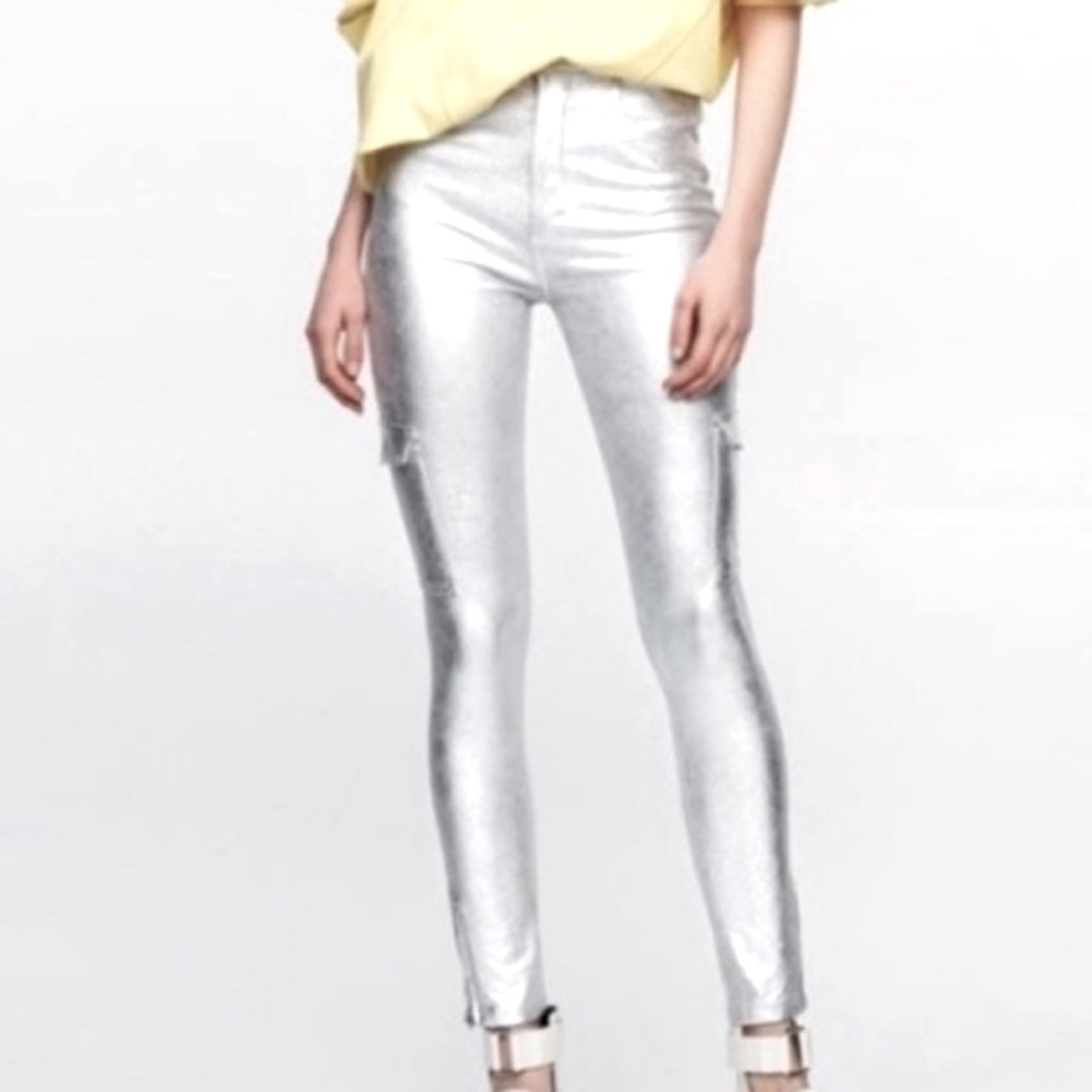 Pull & Bear High Rise Metallic Cargo Pants